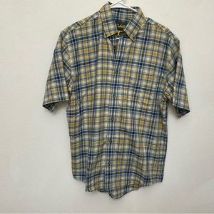 NWOT Cabela's Yellow, Blue Short Sleeve Button Down Shirt Size M Outdoors